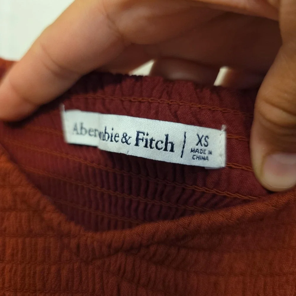 Abercrombie & Fitch Dress Womens XS Red Smocked Puff Sleeve Maxi Boho Sundress